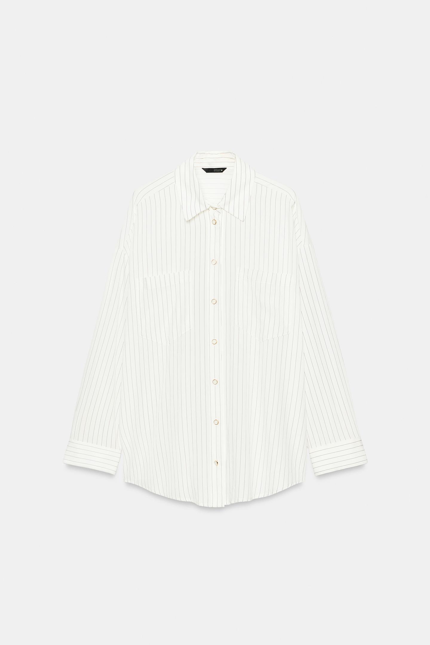 Рубашка Zara Striped, цвет: Чёрный / Белый — фото 8