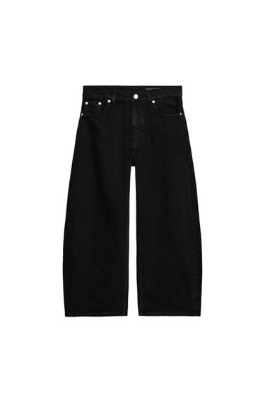 ZW COLLECTION MID-WAIST CAPRI BALLOON JEANS - Black by Zara