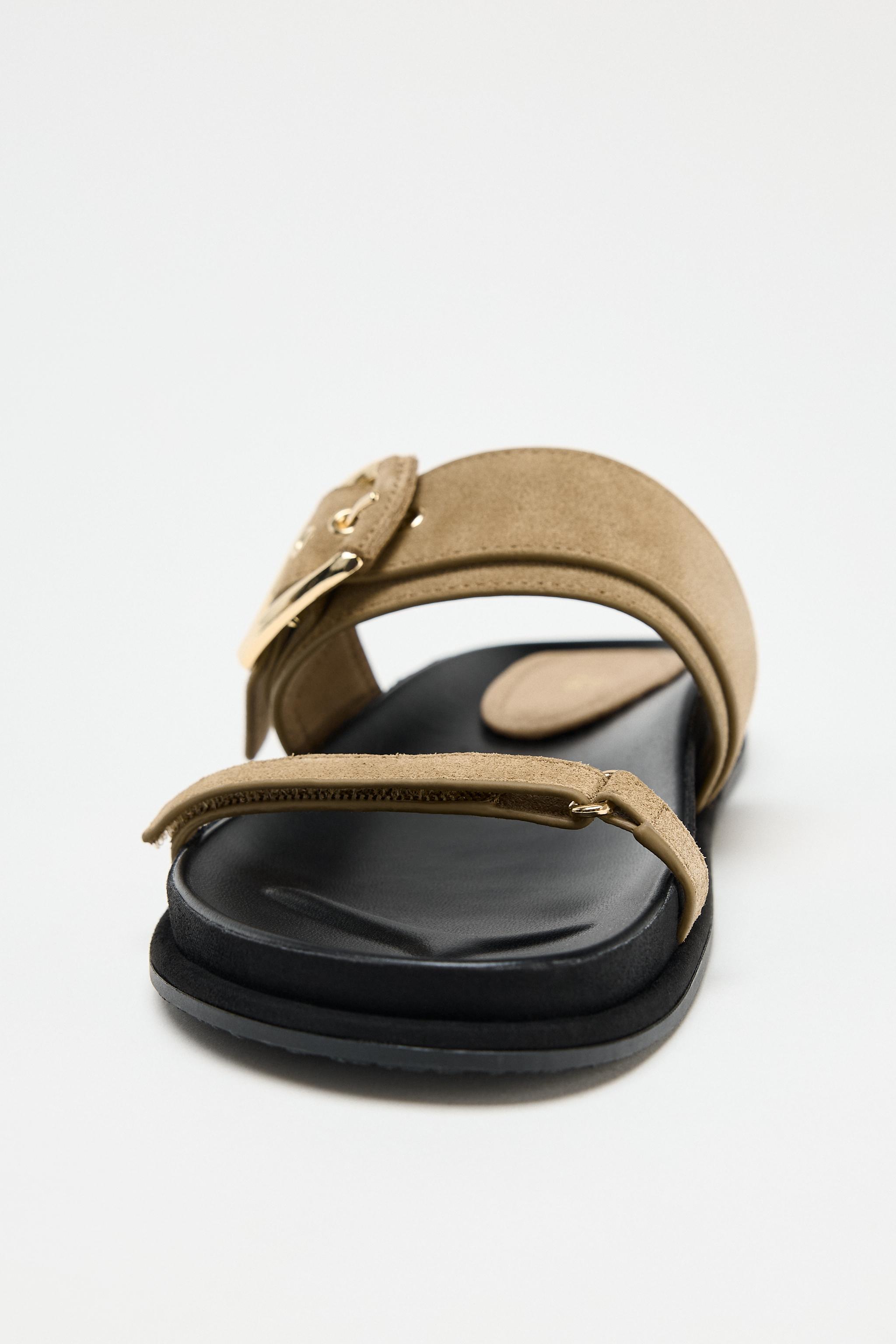 ZARA スプリットスエード クロスストラップサンダル 3626/510 スプリットスエード クロスストラップサンダル - ダーク