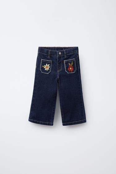 EMBROIDERED POCKET MARINE JEANS - Blue by Zara
