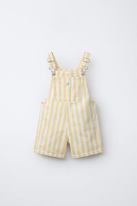 STRIPED TWILL OVERALL SHORTS