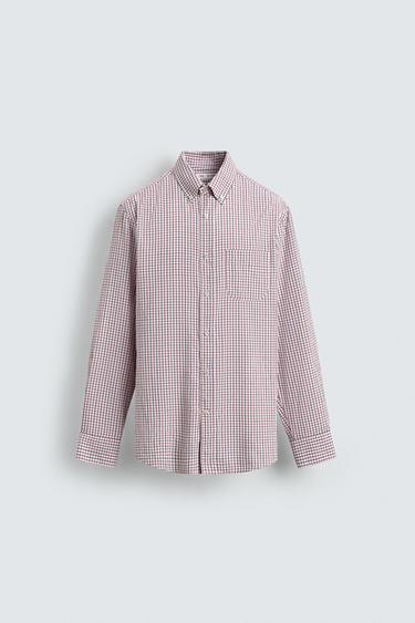 Zara PLAID POCKET SHIRT - Red / Navy