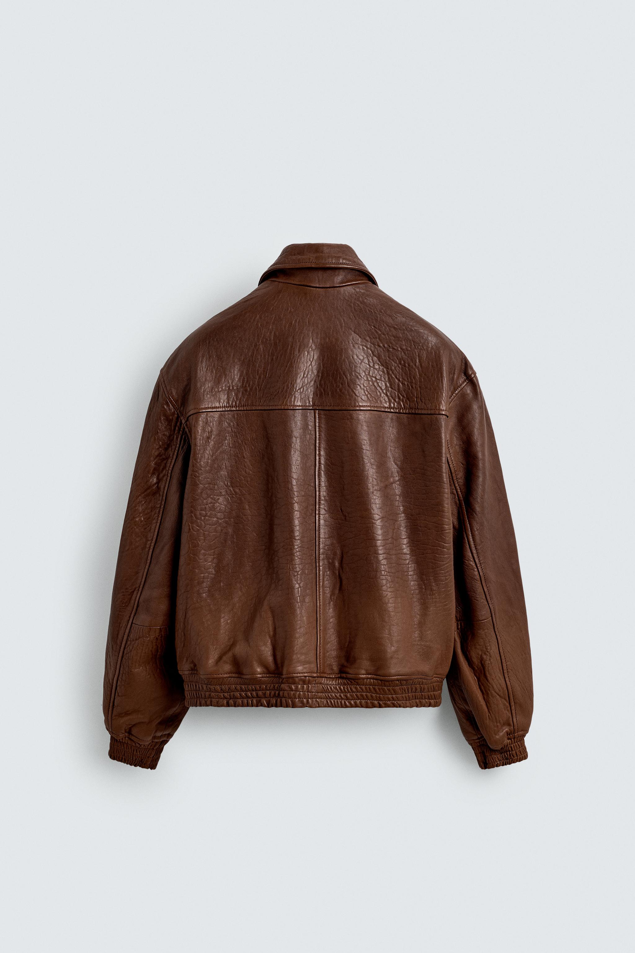 VINTAGE EFFECT LEATHER JACKET LIMITED EDITION - Brandy | ZARA