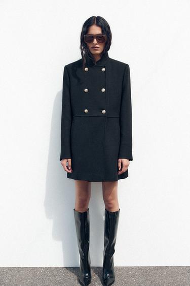 WOOL DOUBLE-BREASTED COAT - Black by Zara - Image 0