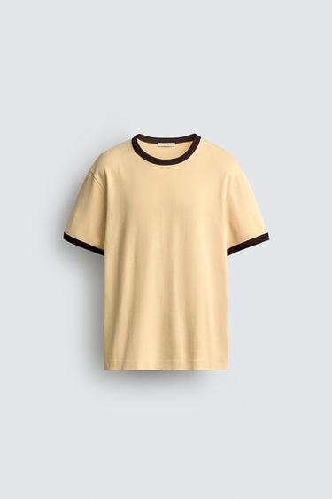 BASIC CONTRAST RIB T-SHIRT - Yellow by Zara