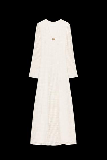 Zara CROCHET MIDI DRESS - Ecru - Image 0