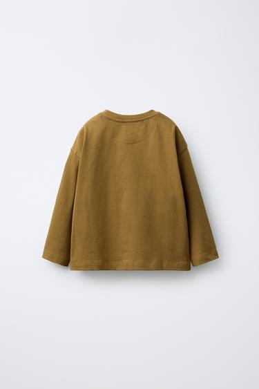 HEAVYWEIGHT EMBROIDERED T-SHIRT - Tans by Zara - Image 1