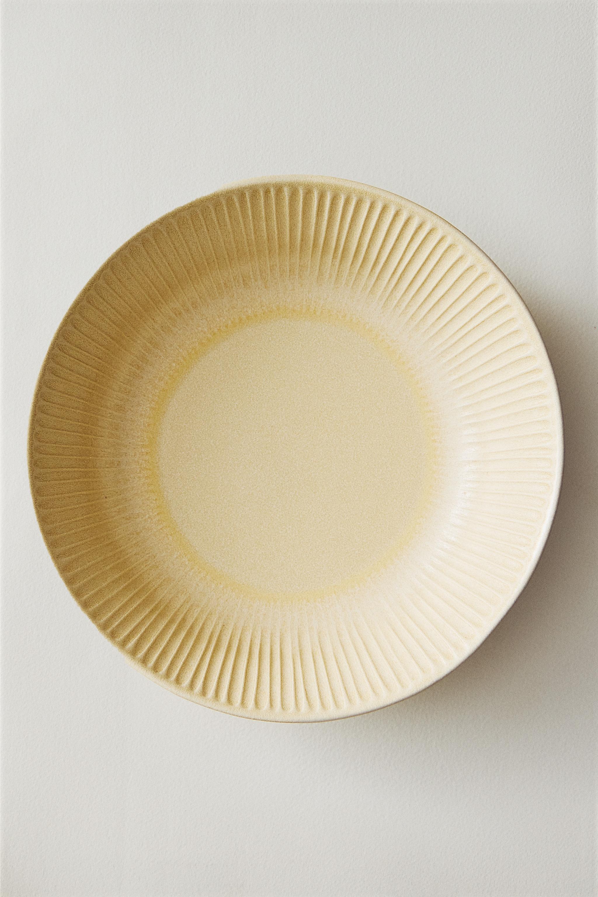 ASSIETTE CREUSE GRÈS RAYÉE