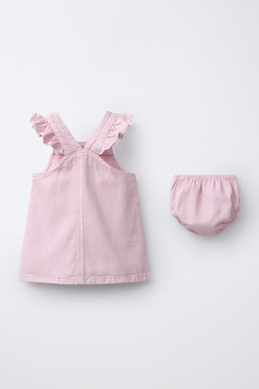 ROBE-SALOPETTE EN SERGÉ - Rose moyen de Zara - Image 1