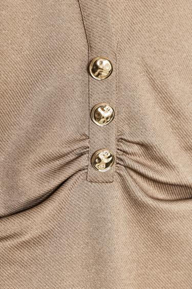 ROBE MIDI COL POLO - Beige de Zara - Image 7