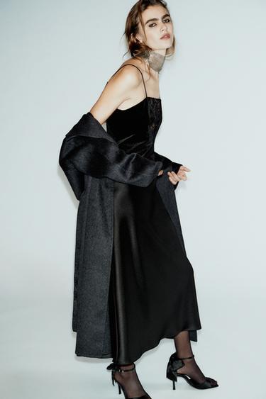 ROBE MIDI BIMATIÈRE SATINÉE - Noir de Zara - Image 2
