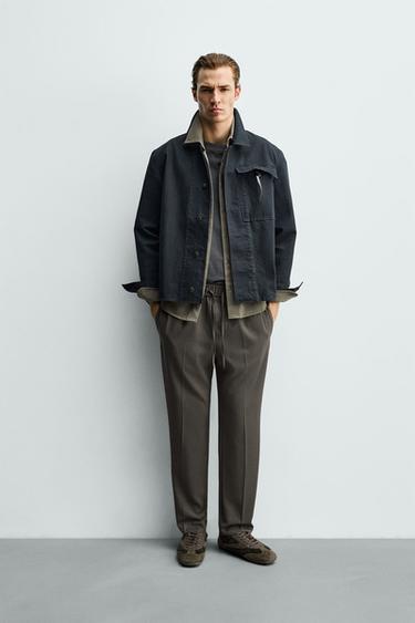 COMFORT JOGGER WAIST TROUSERS - Mid-green by Zara