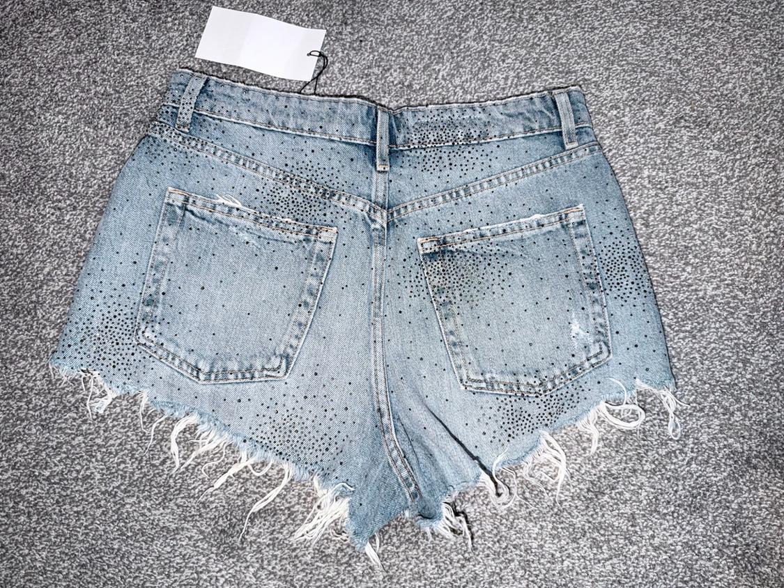 TRF HIGH-WAISTED CURVED DENIM SHORTS - Image 5