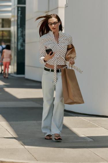CASACO TIPO CAMISA ÀS BOLINHAS - Branco / Preto da Zara