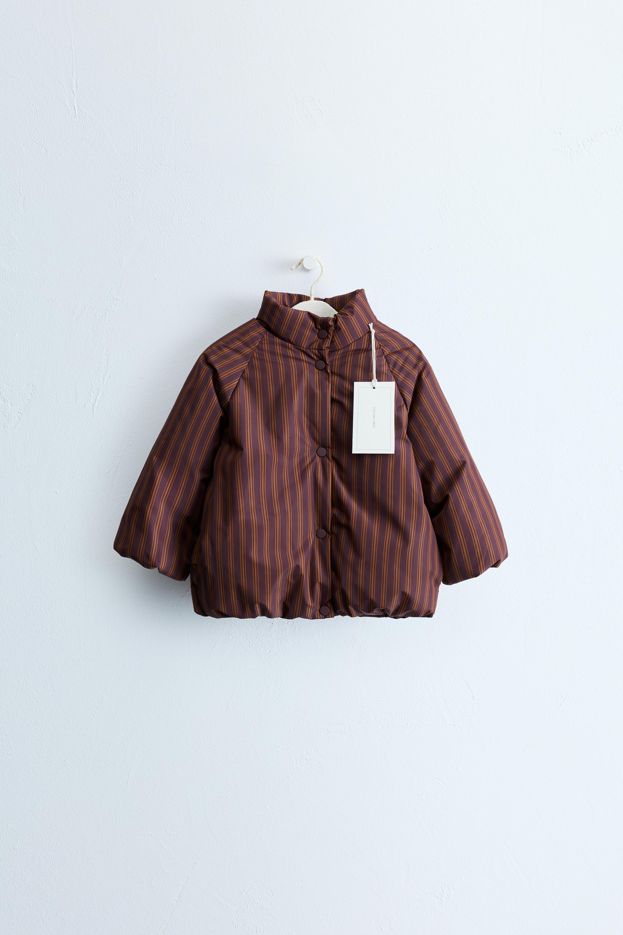ZARA TIMELESS - STRIPED COAT WITH DETACHABLE HOODIE