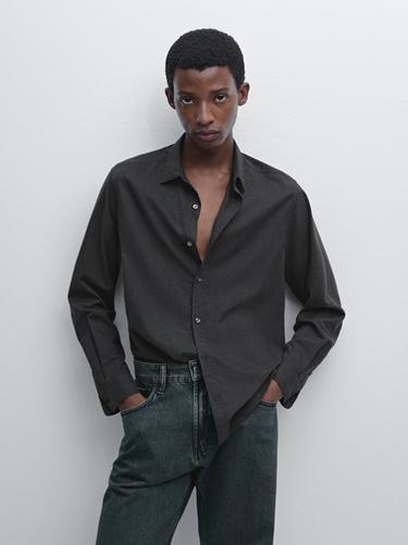 Zara Regular fit micro-check shirt - Gray