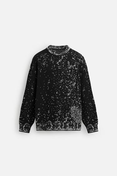 JERSEY JACQUARD GEOMÉTRICO - Negro de Zara - Imagen 0