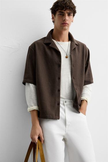 TEXTURED SHIRT - Brown by Zara - Image 4