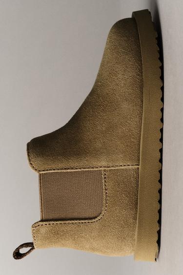 LEATHER ANKLE BOOT - Sand Brown by Zara