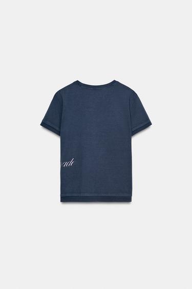 FOIL SLOGAN T-SHIRT - Blue by Zara - Image 2
