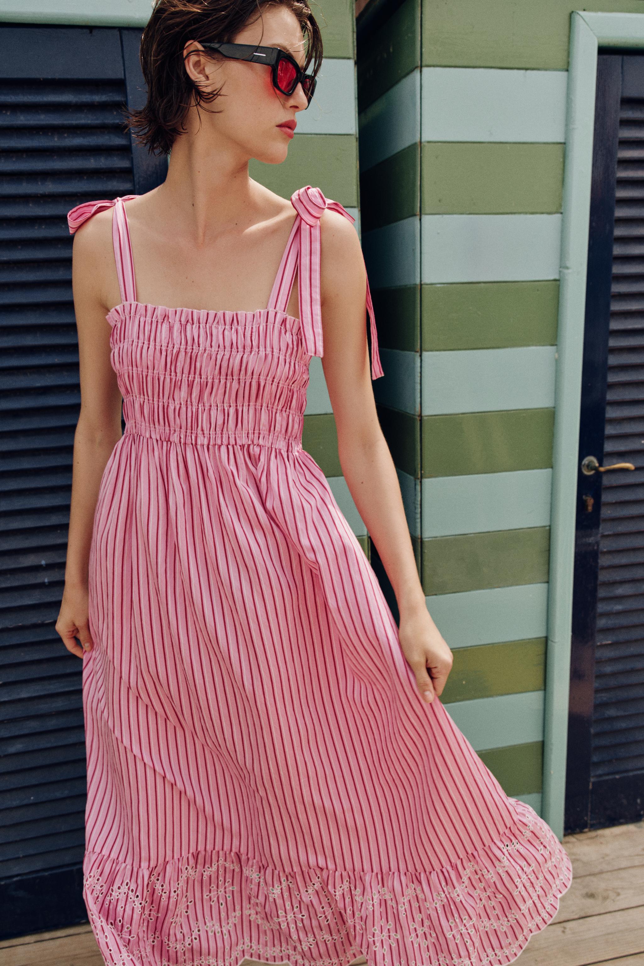 ROBE MIDI RAYURES ET NŒUDS
