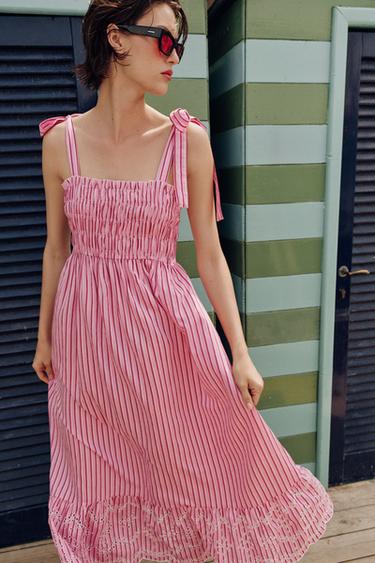 ROBE MIDI RAYURES ET NŒUDS - Multicolore de Zara - Image 1