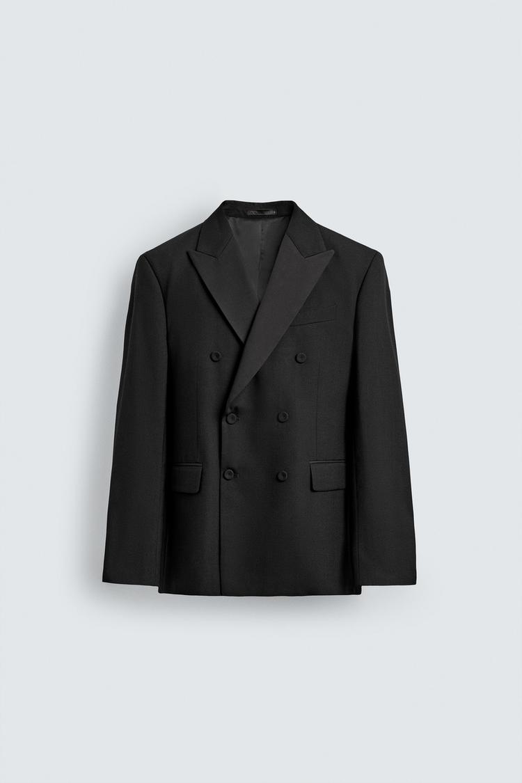 ZARA DOUBLE-BREASTED TUXEDO-STYLE BLAZER