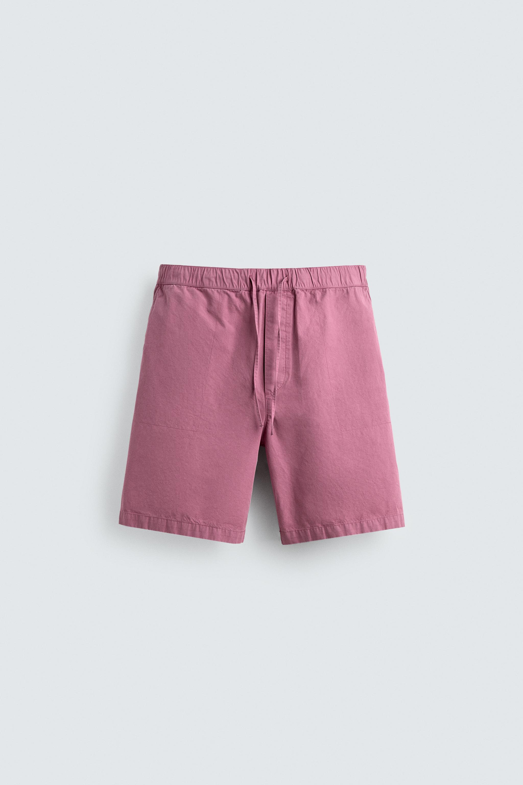 FADED REGULAR FIT BERMUDA SHORTS — Pink