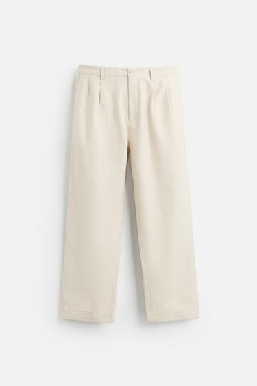 PANTALON COTON - LIN PLIS - Beige clair de Zara - Image 6
