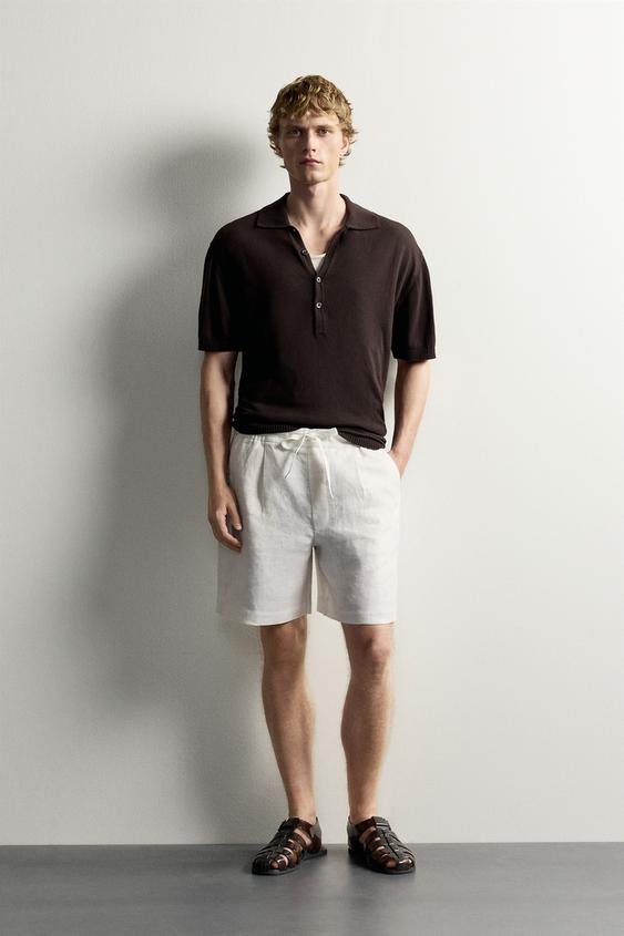 BERMUDA RELAXED FIT 100% LINO - Blanco de Zara - Imagen 0