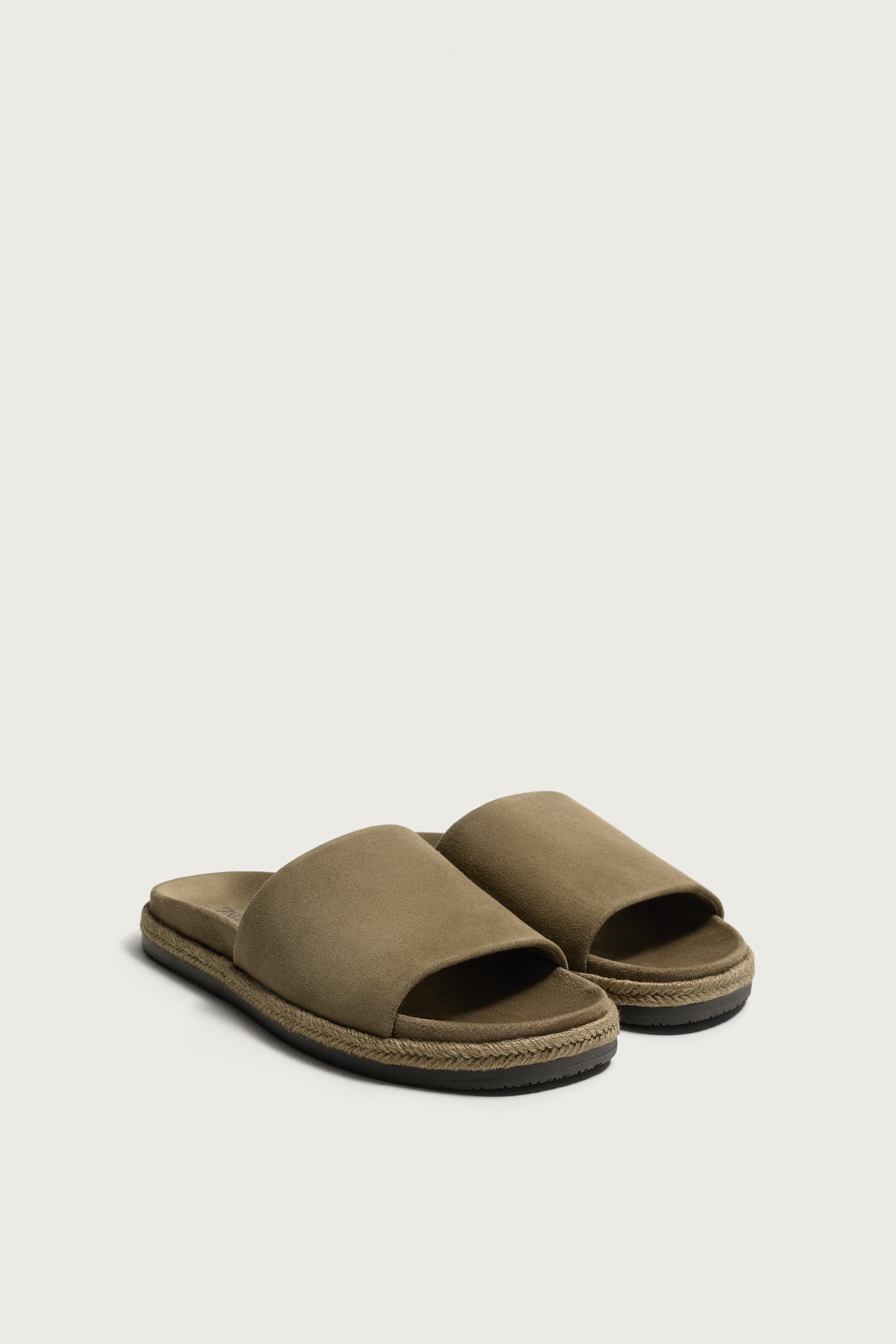 LEATHER SANDALS — Taupe Gray