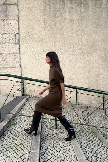 VESTIDO DE MALHA COM CINTO - Vison da Zara