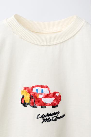 ФУТБОЛКА З ВИШИВКОЮ ХРЕСТИКОМ CARS RAYO MCQUEEN © DISNEY/PIXAR - Сірувато-білий Zara