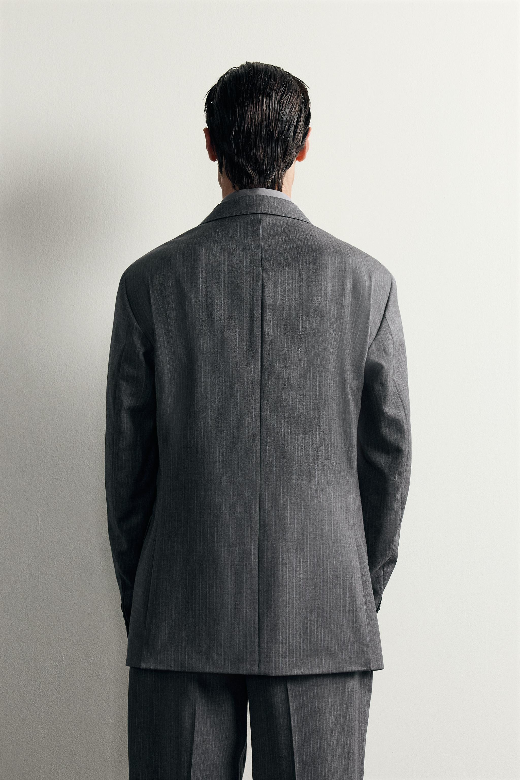 Zara ÇİZGİLİ %100 YÜN TAKIM BLAZER görsel 3