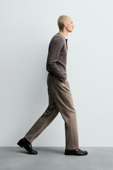 WASHED PRINTED STRAIGHT-LEG JEANS - Brown by Zara - Image 4