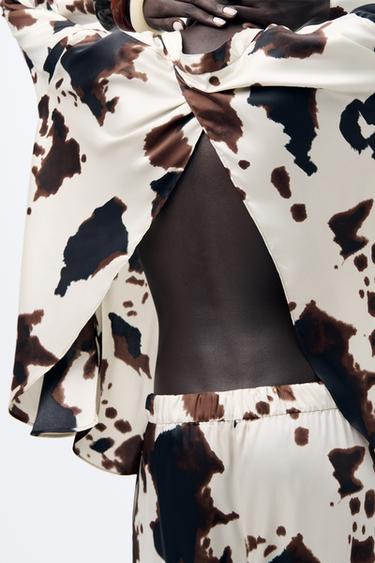 ZW COLLECTION ANIMAL PRINT SHIRT - Ecru / Brown by Zara