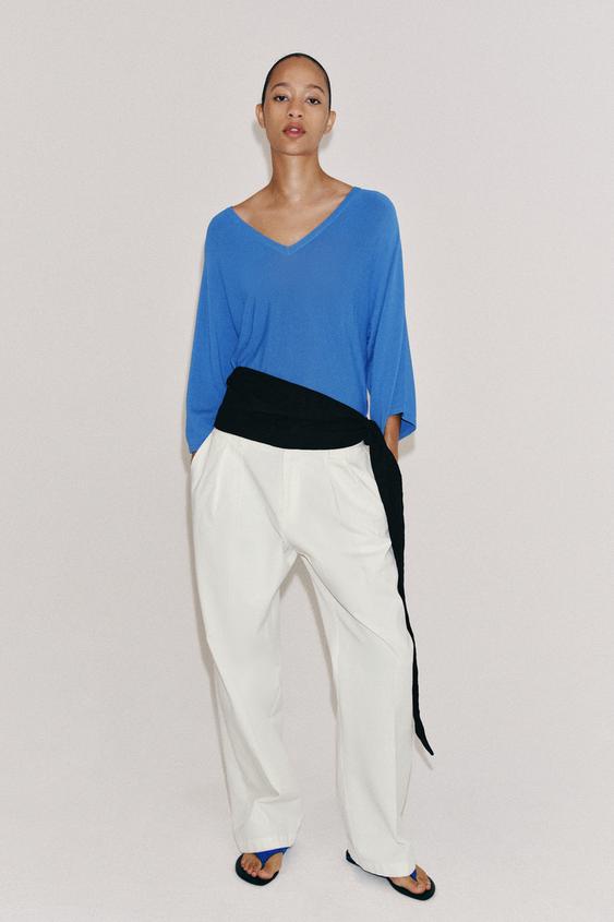 FLOWING V-NECK KNIT TOP - Bluish by Zara - Image 0