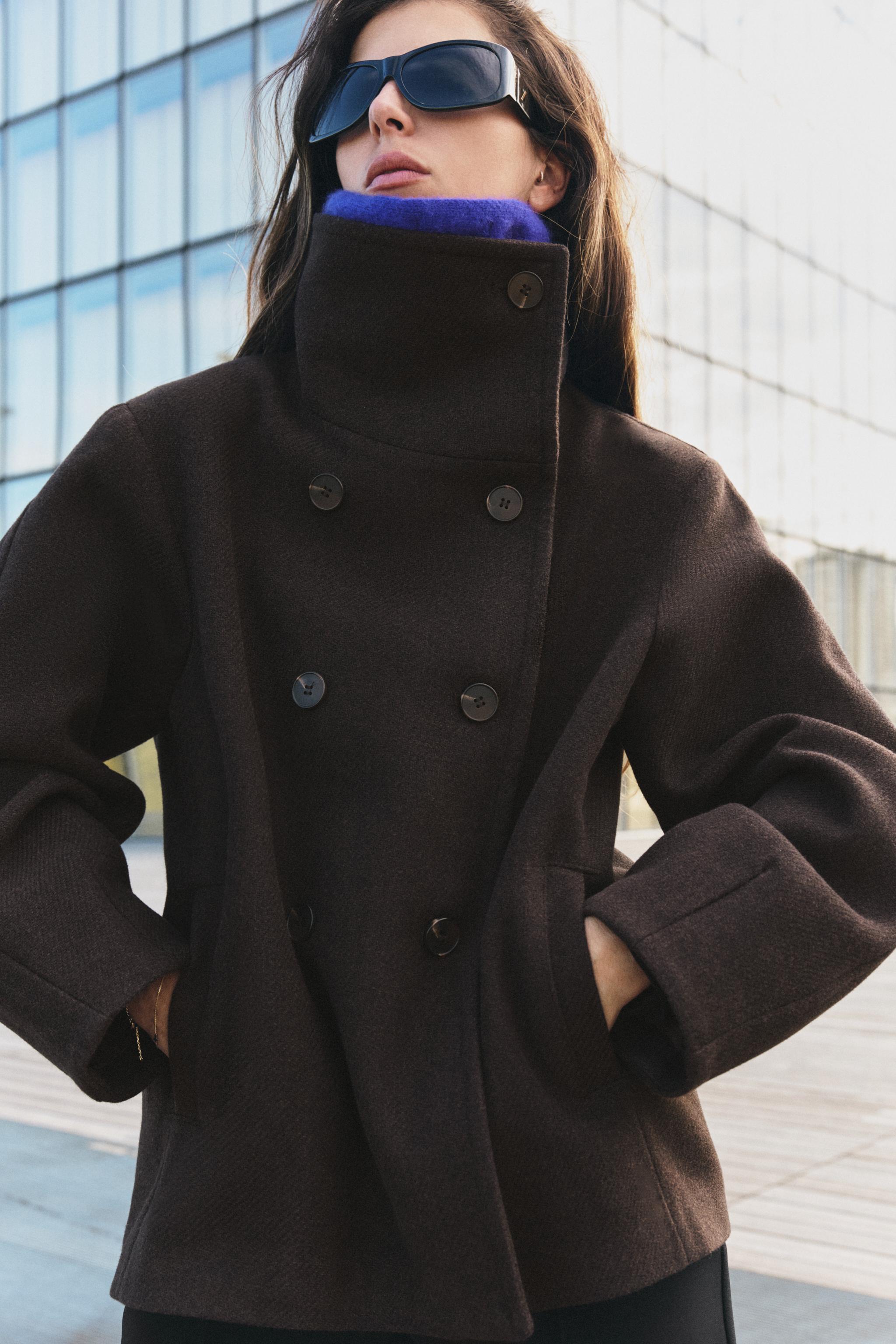 ハイネックショートコート - ブラウン | ZARA Japan / 日本