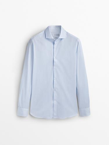 Zara Slim-fit double cuff twill shirt - Sky blue - Image 0