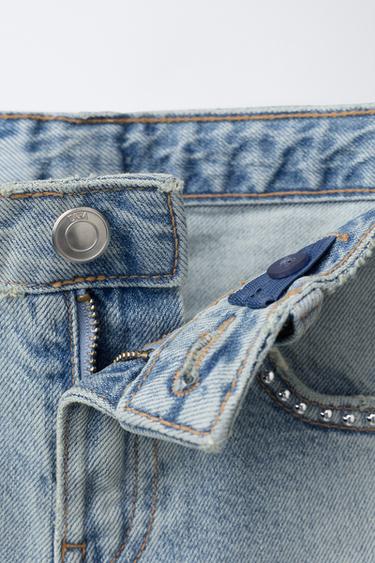 WIDE-LEG JEANS WITH STUDS - Blue by Zara - Image 2