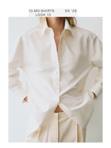Camisa detalle botones 100% algodón - Blanco roto de Zara