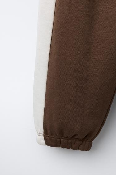 Zara SIDE STRIPE JOGGER PANTS - Brown