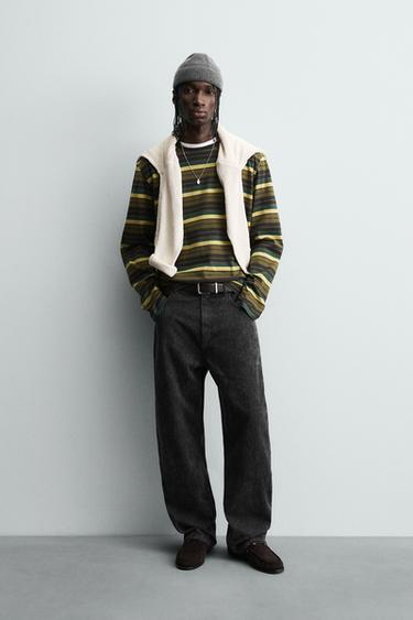 БРЮКИ BAGGY FIT С ПРИНТОМ И ЭФФЕКТОМ ПОТЕРТОСТИ — ТЕМНО-СЕРЫЙ от Zara