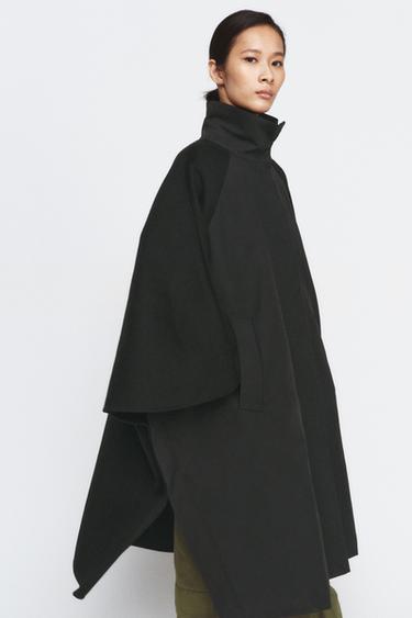 Zara WOOL BLEND CAPE ZW COLLECTION LIMITED EDITION - Dark navy