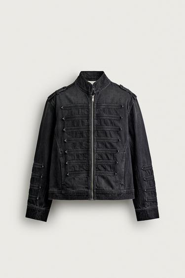 Zara CROPPED FIT JACKET WITH EPAULETS - Charcoal