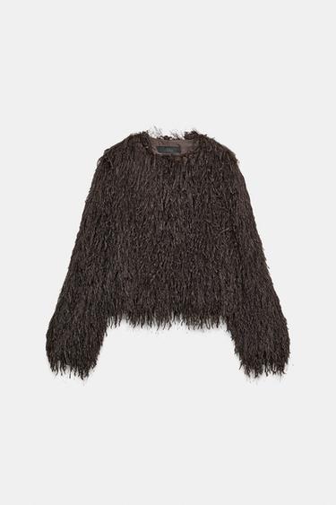 FAUX FUR JACKET - Brown by Zara - Image 0