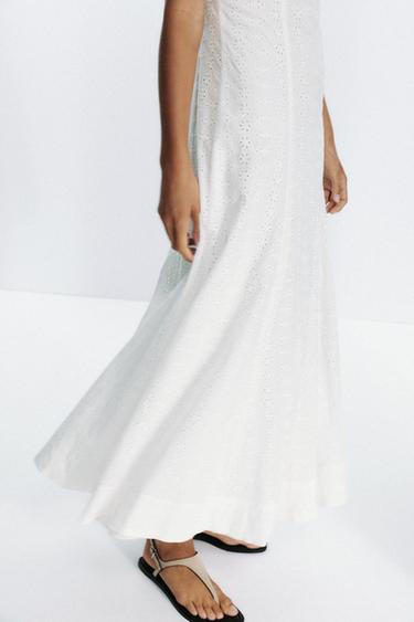 MIDI CORSET DRESS WITH CUTWORK EMBROIDERY - White by Zara - Image 6