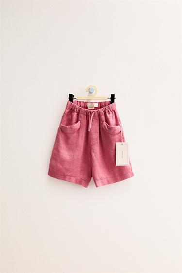 ZARA TIMELESS - ברמודה חלקה 100% פשתן - ורוד של Zara