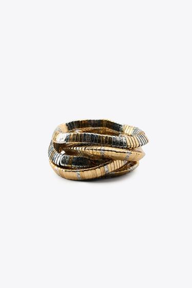 PACK OF STRETCH BRACELETS WITH METAL PIECES - Gold / Silver by Zara