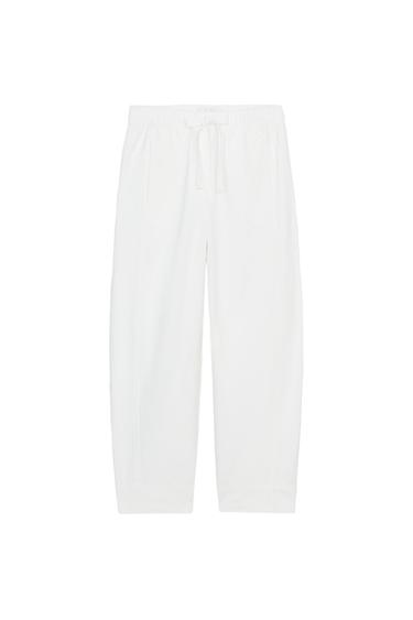 PANTALON À TAILLE ÉLASTIQUE - Blanc de Zara